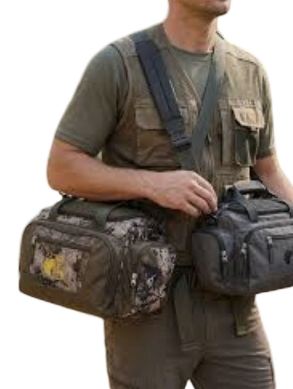 Bass Pro Shops Camo and Olive Green Dual Duffel Shoulder Bag